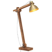 gulvlampe E27 massivt mangotræ messingfarvet