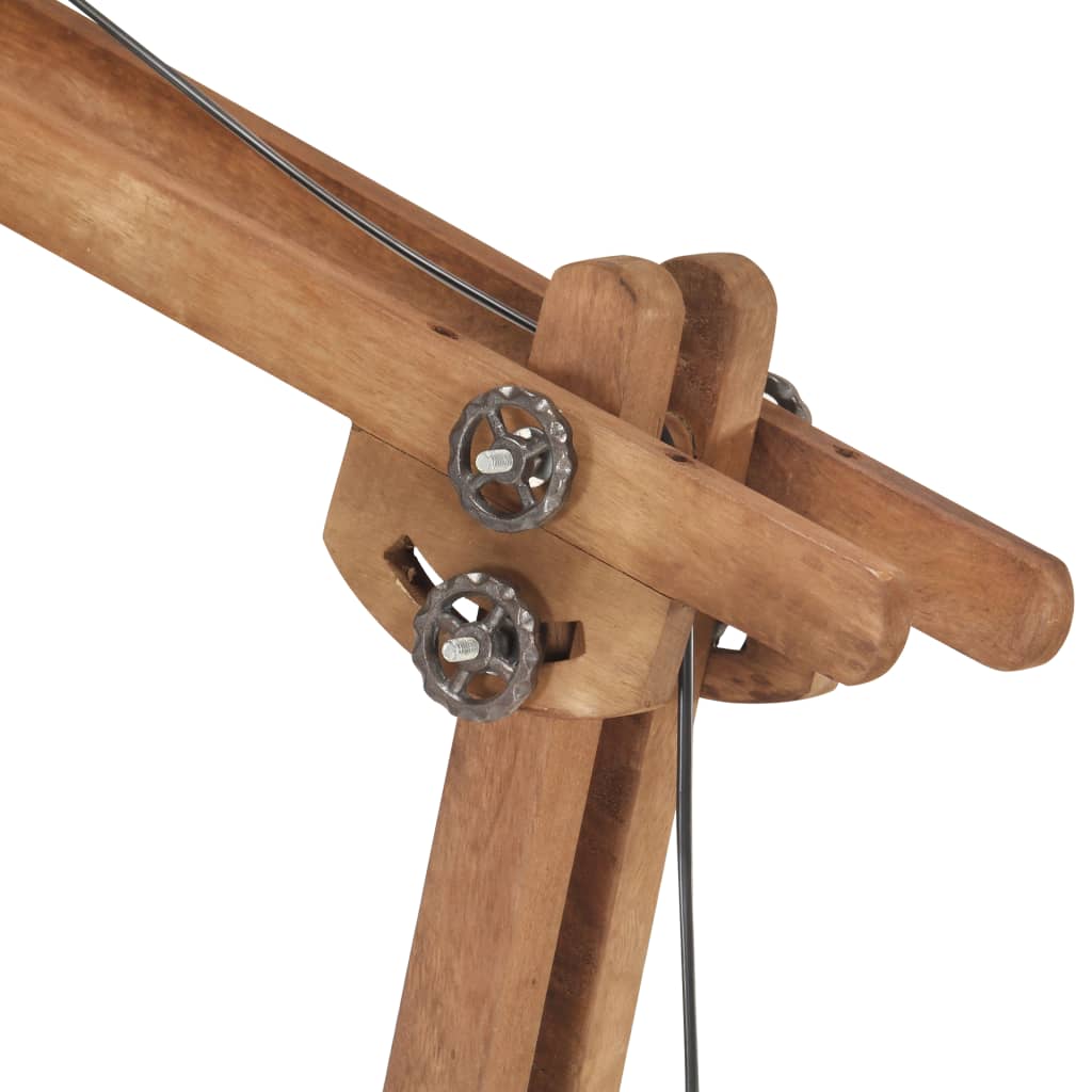 gulvlampe E27 massivt mangotræ messingfarvet