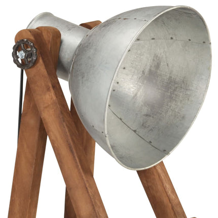 gulvlampe E27 massivt mangotræ sølvfarvet