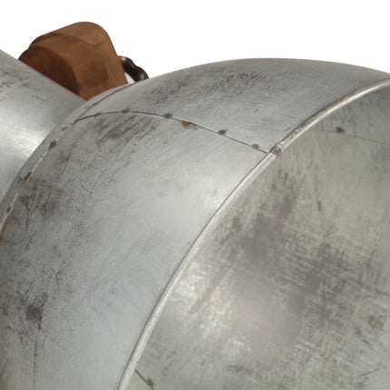 gulvlampe E27 massivt mangotræ sølvfarvet