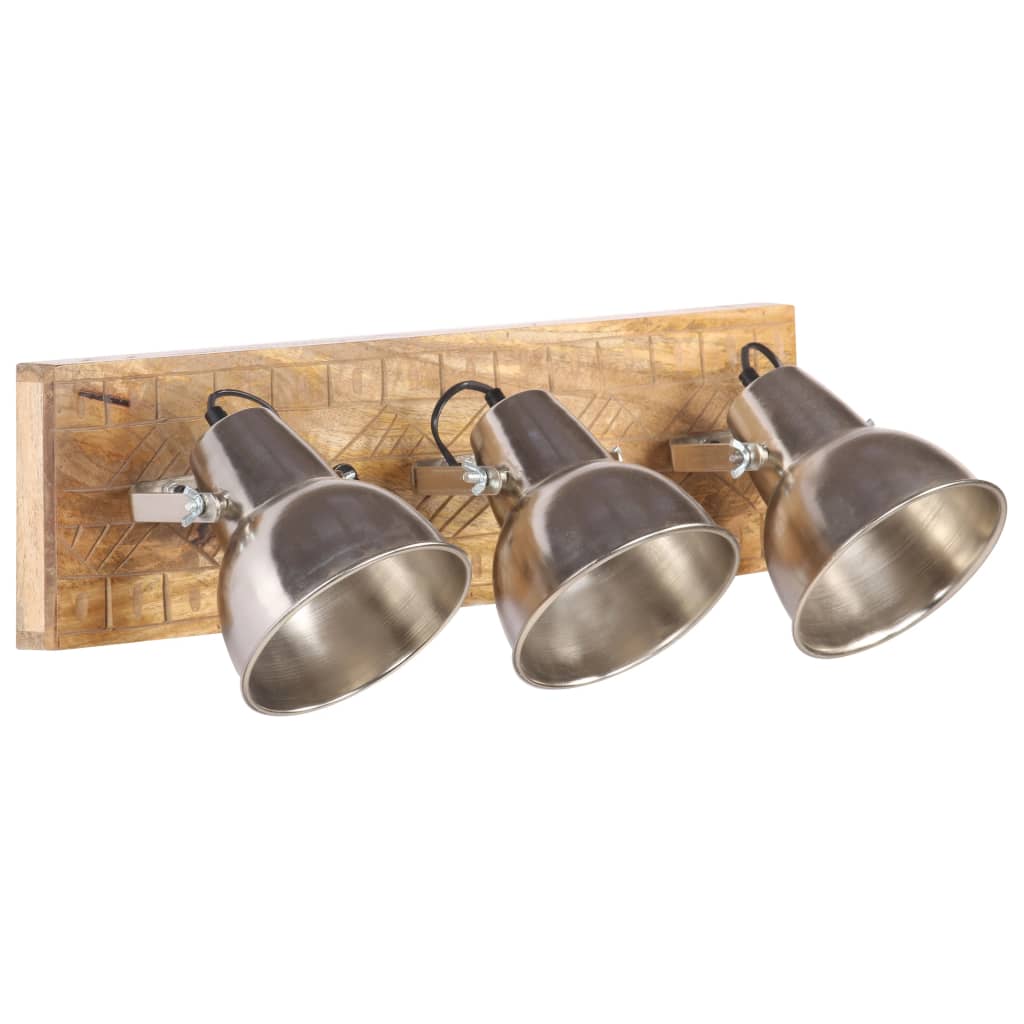 industriel væglampe 70x23 cm E27 mangotræ sølvfarvet