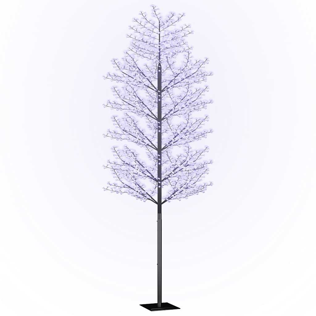 juletræ 2000 LED'er kirsebærblomst 500 cm blåt hvidt lys