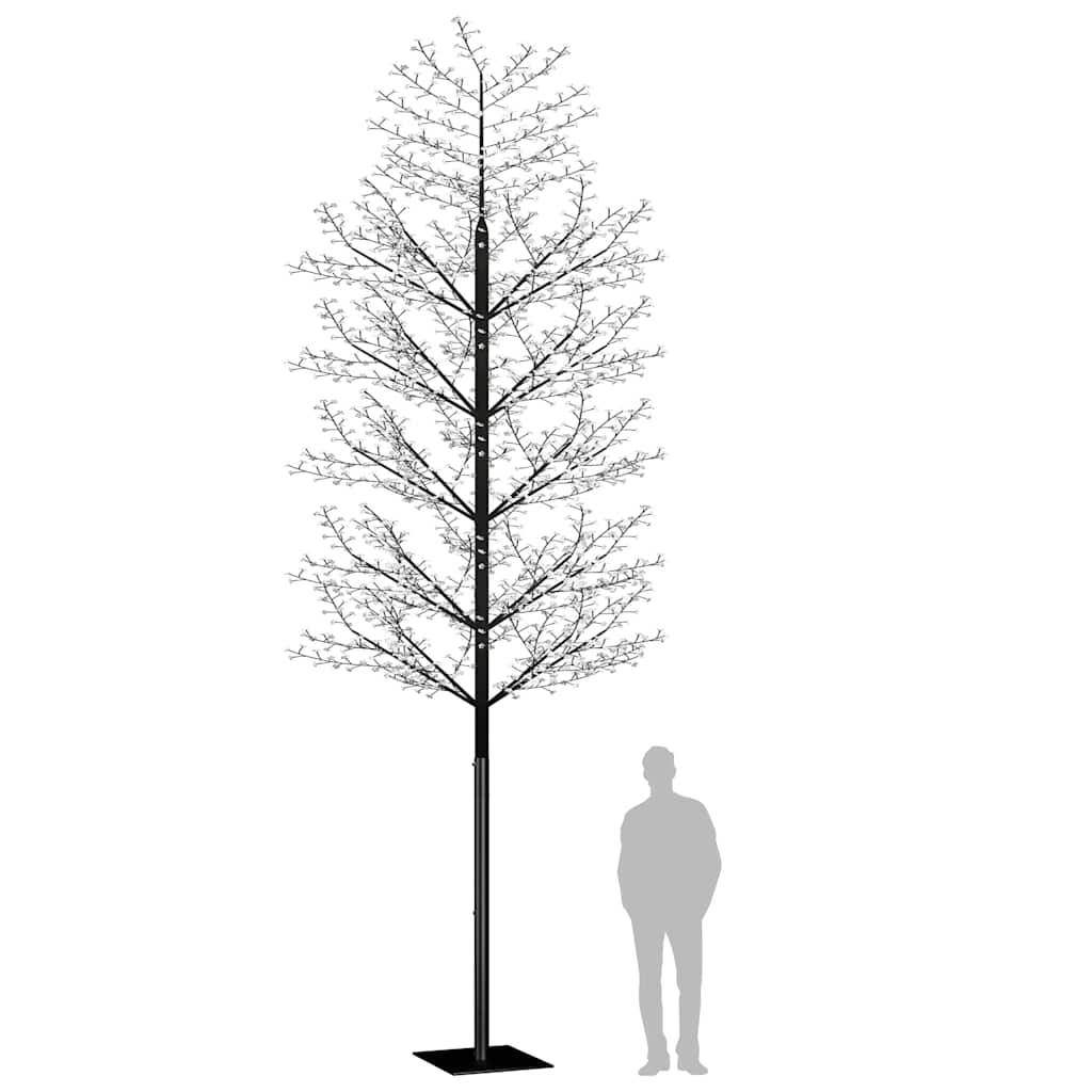 juletræ 2000 LED'er kirsebærblomst 500 cm blåt hvidt lys