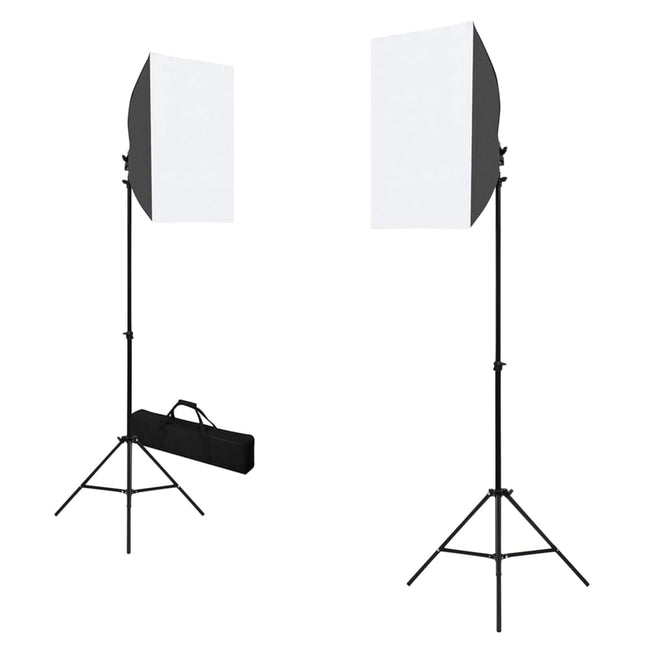 fotostudiesæt med softboxlampe og baggrund