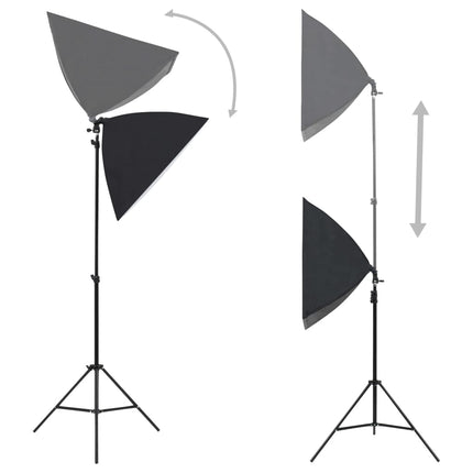fotostudiesæt med softbox-lamper og baggrund