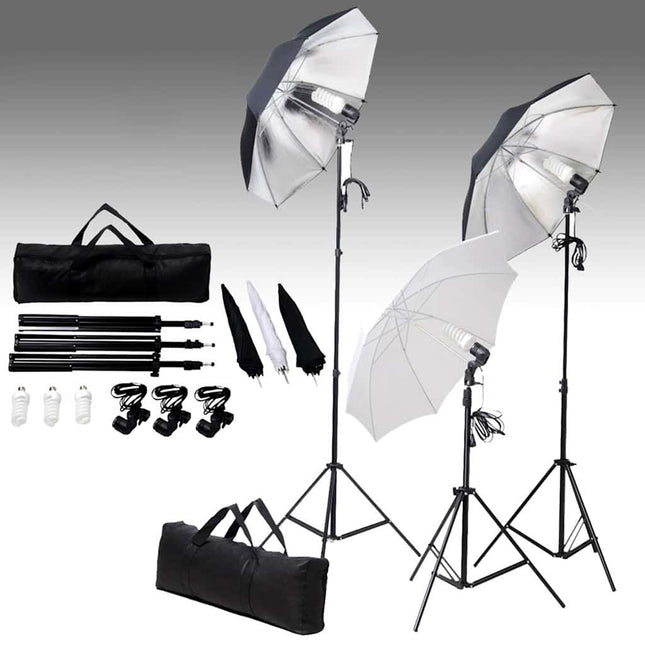 fotostudiesæt med lampesæt og baggrund