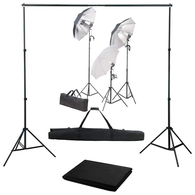 fotostudiesæt med lampesæt og baggrund
