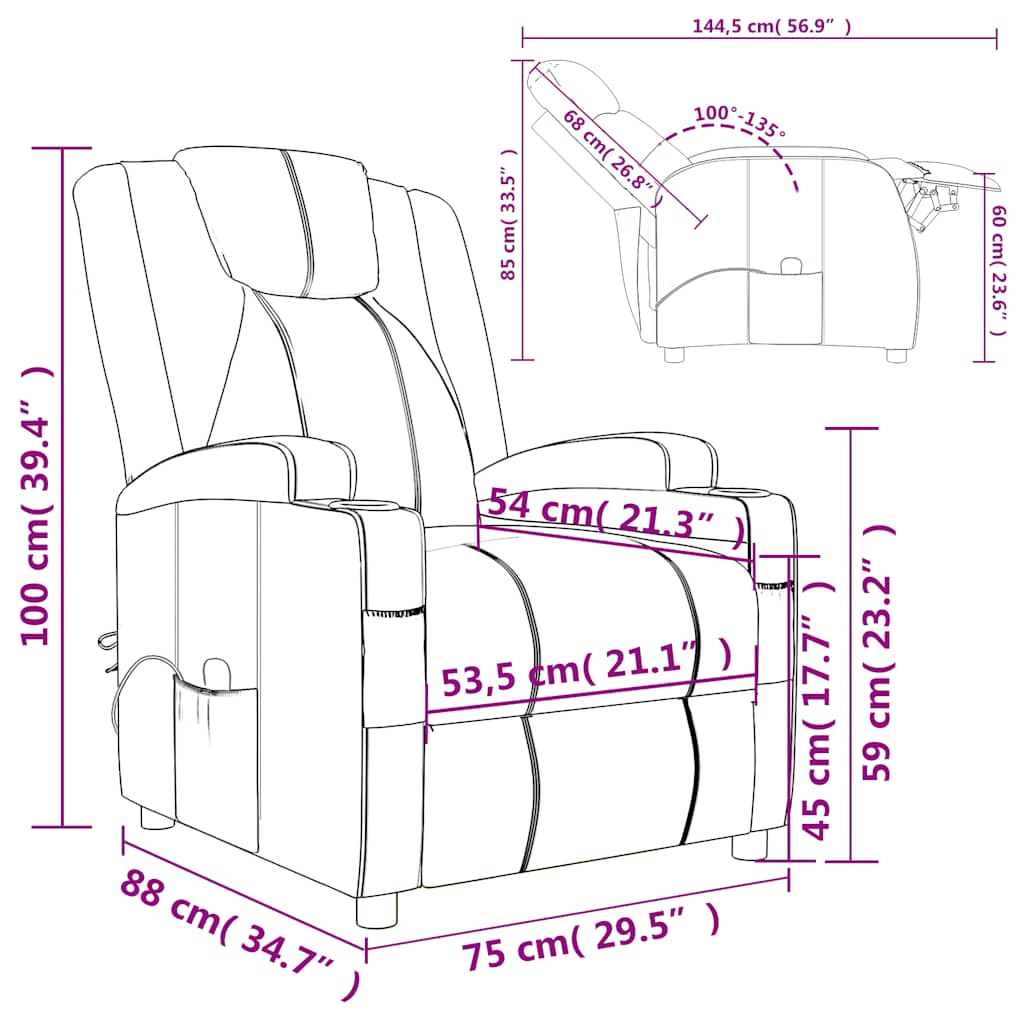massagestol kunstlæder antracitgrå