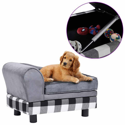 hundesofa 57x34x36 cm plys grå