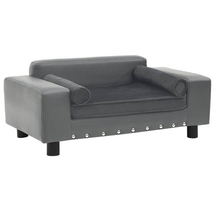 hundesofa 81x43x31 cm plys og kunstlæder grå