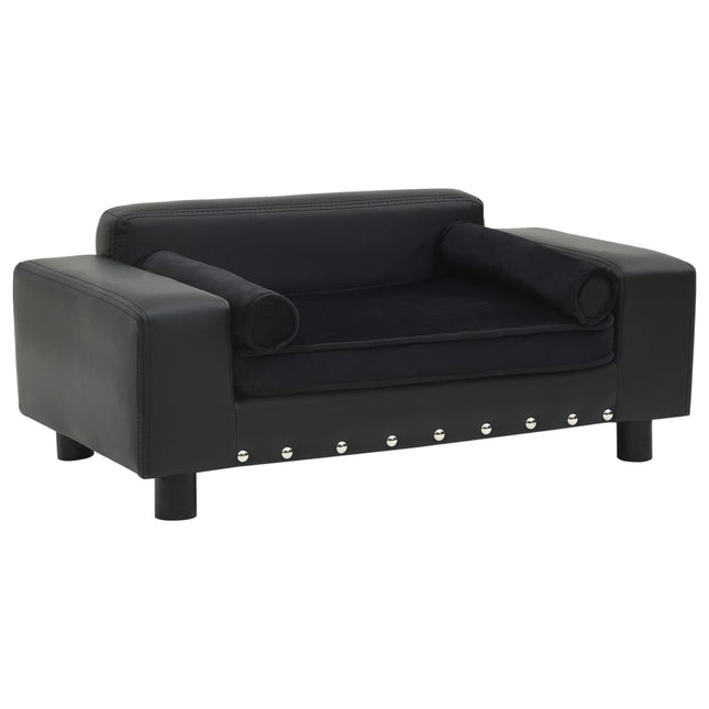 hundesofa 81x43x31 cm plys og kunstlæder sort