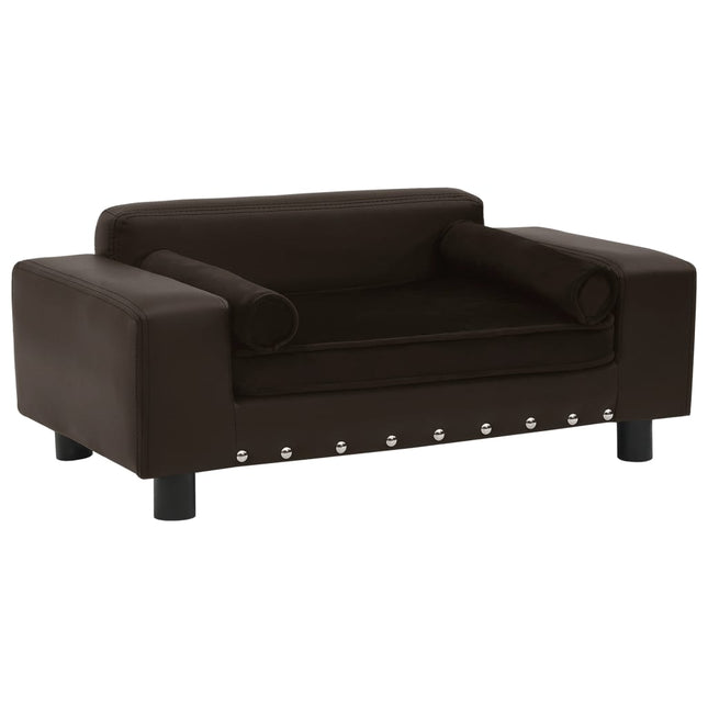 hundesofa 81x43x31 cm plys og kunstlæder brun