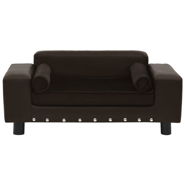 hundesofa 81x43x31 cm plys og kunstlæder brun