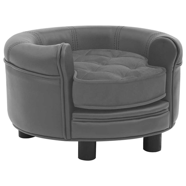 hundesofa 48x48x32 cm plys og kunstlæder grå