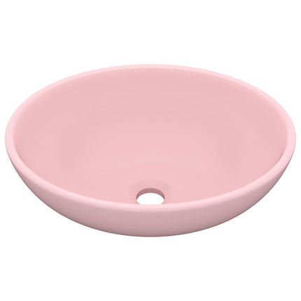 luksuriøs håndvask 40x33 cm keramisk oval mat pink