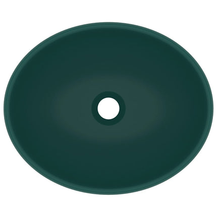 luksuriøs håndvask 40x33 cm keramisk oval mat mørkegrøn