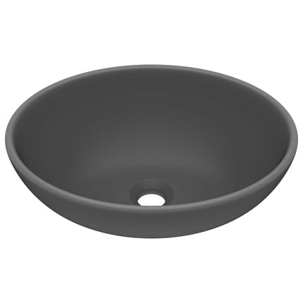 luksuriøs håndvask 40x33 cm keramisk oval mat mørkegrå