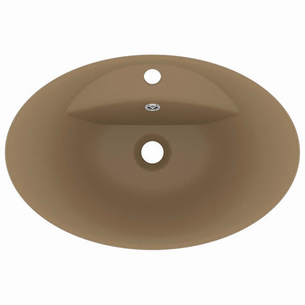 luksuriøs håndvask overløb 58,5x39 cm keramik oval mat creme