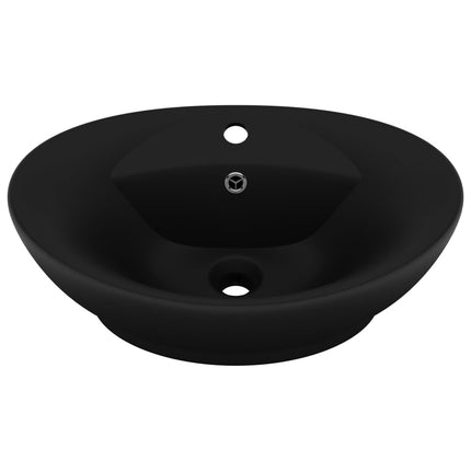 luksuriøs håndvask overløb 58,5x39 cm keramik oval mat sort