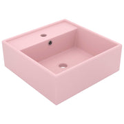 luksuriøs håndvask overløb 41x41 cm keramik firkantet mat pink