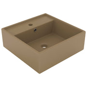 luksuriøs håndvask overløb 41x41cm keramik firkantet mat creme