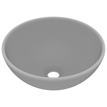 luksuriøs håndvask 32,5x14 cm rund keramisk mat lysegrå