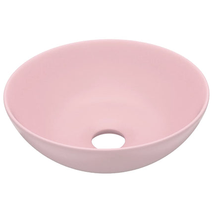keramisk håndvask til badeværelse rund mat pink