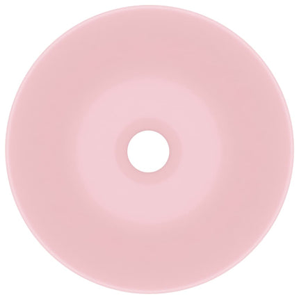 keramisk håndvask til badeværelse rund mat pink