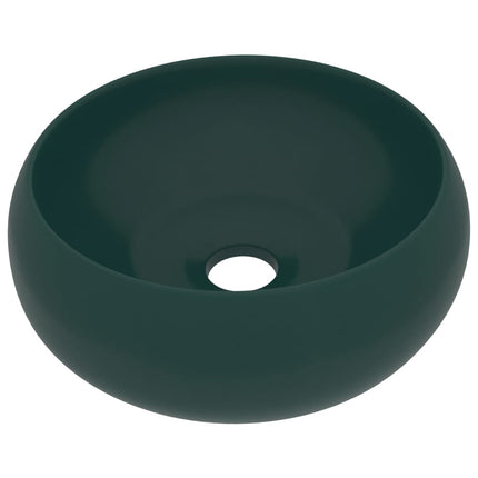 luksuriøs håndvask 40x15 cm rund keramik mat mørkegrøn