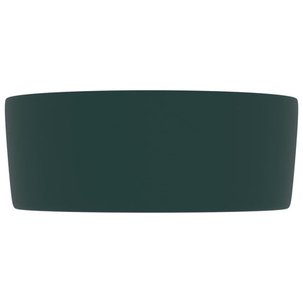 luksuriøs håndvask 40x15 cm rund keramik mat mørkegrøn