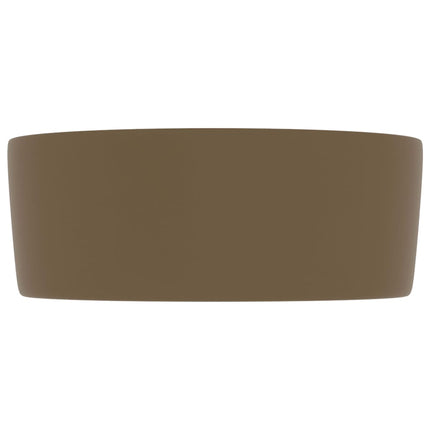 luksuriøs håndvask 40x15 cm rund keramik mat cremefarvet
