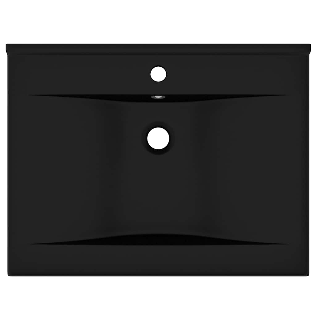 luksuriøs håndvask med vandhanehul 60x46 cm keramisk mat sort