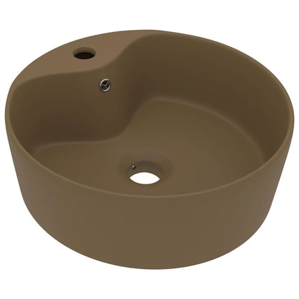 luksuriøs håndvask med overløb 36x13 cm keramik mat cremefarvet