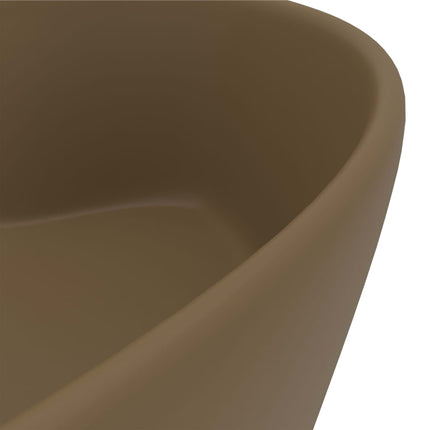 luksuriøs håndvask med overløb 36x13 cm keramik mat cremefarvet