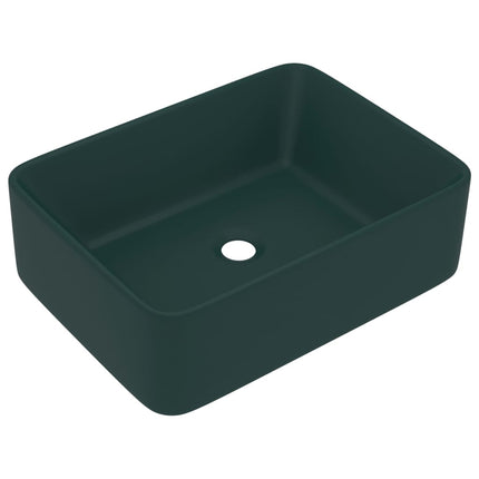 luksushåndvask 41x30x12 cm keramik mat mørkegrøn