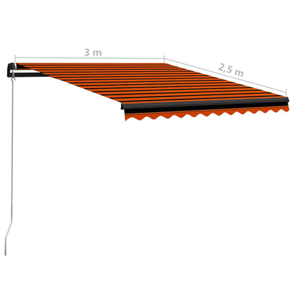 foldemarkise manuel betjening 300x250 cm orange og brun