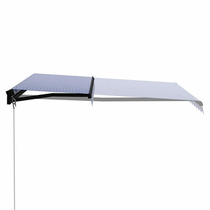 foldemarkise manuel betjening 350x250 cm blå og hvid