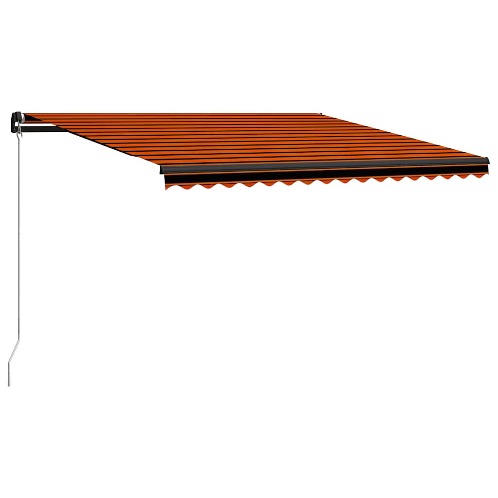markise m. LED-lys 450x300 cm manuel betjening orange og brun