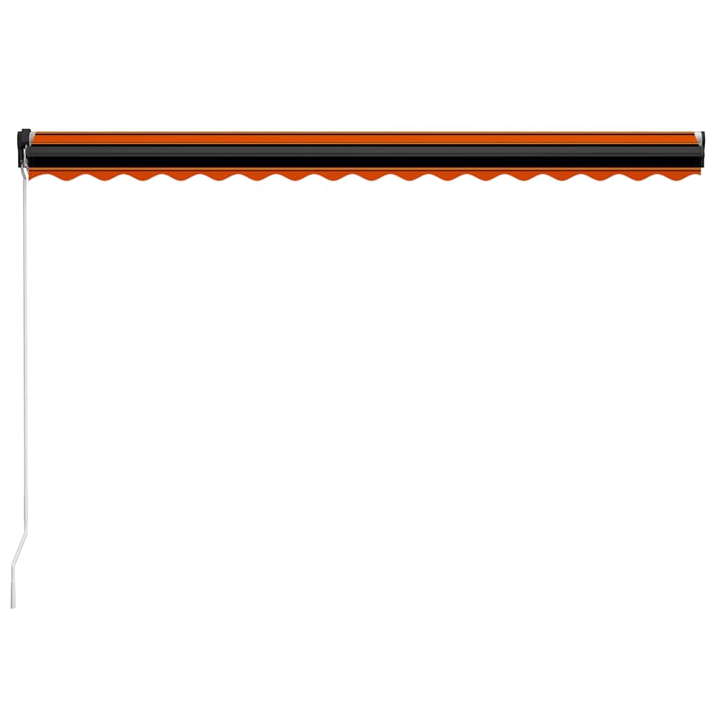 markise m. LED-lys 450x300 cm manuel betjening orange og brun