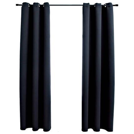 mørklægningsgardiner med ringe 2 stk. sort 97x213 cm stof
