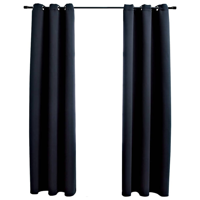 mørklægningsgardiner med ringe 2 stk. sort 97x213 cm stof