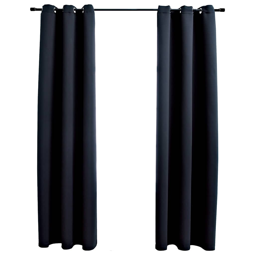 mørklægningsgardiner med ringe 2 stk. sort 97x213 cm stof