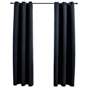 mørklægningsgardiner med ringe 2 stk. sort 97x213 cm stof
