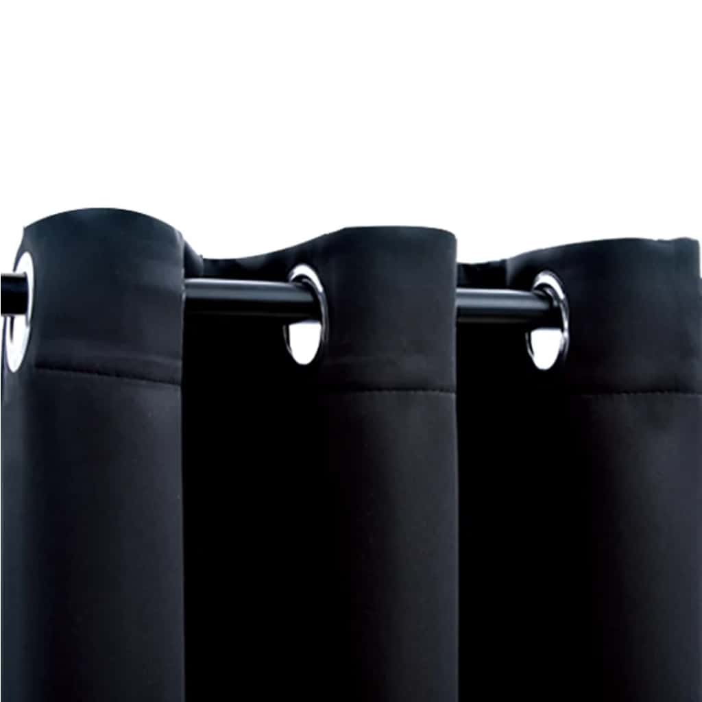 mørklægningsgardiner med ringe 2 stk. sort 97x213 cm stof