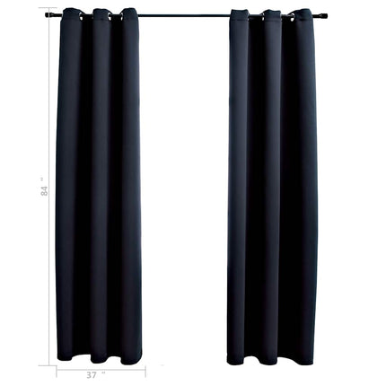 mørklægningsgardiner med ringe 2 stk. sort 97x213 cm stof