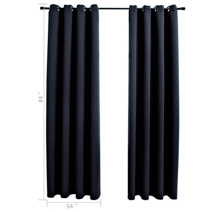 mørklægningsgardiner med ringe 2 stk. sort 137x213 cm stof
