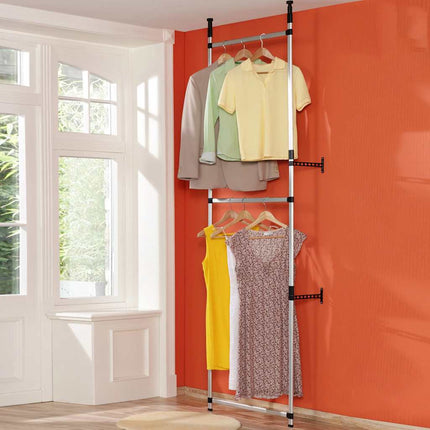 teleskopisk garderobesystem med hylder aluminium