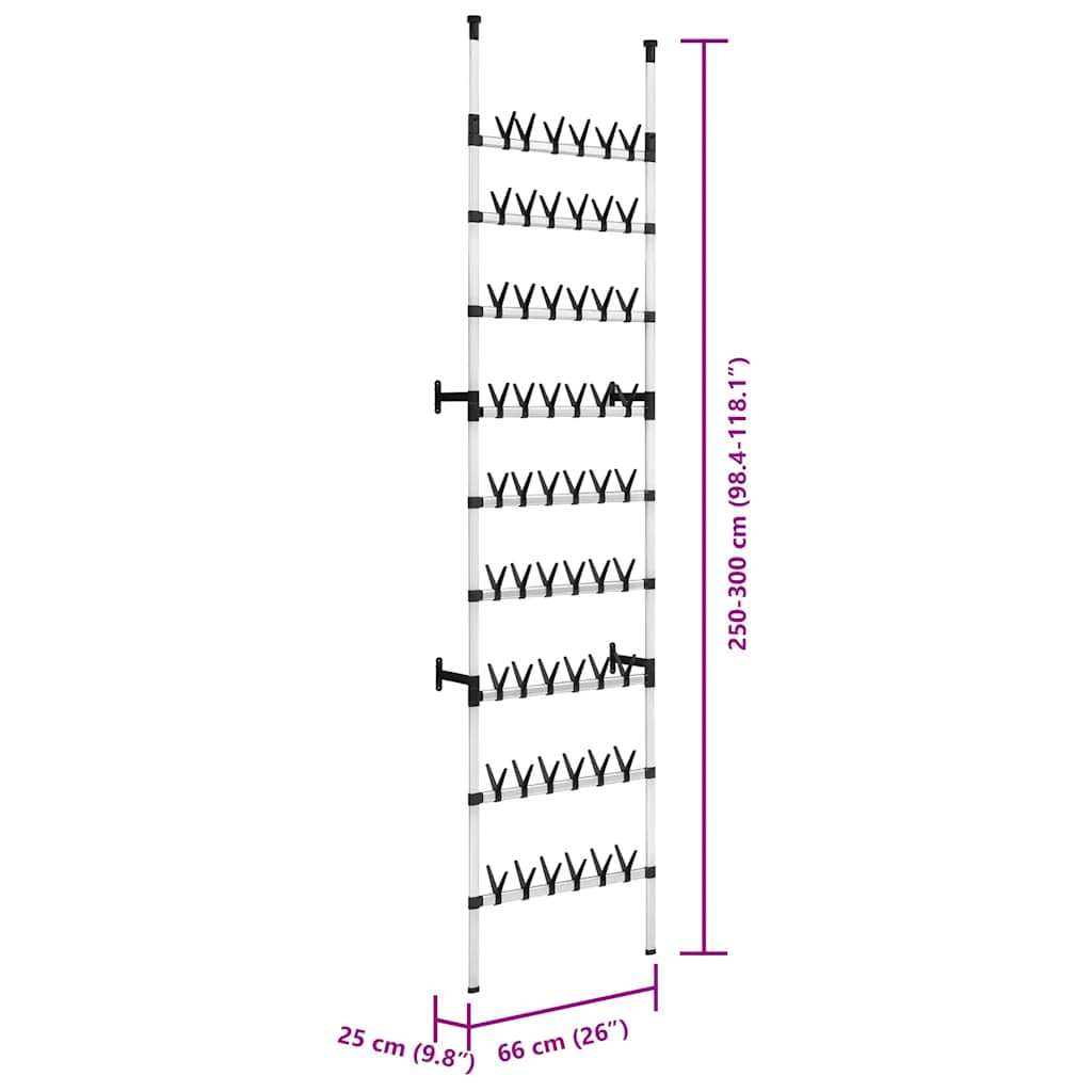 teleskopisk skoreol med stænger aluminium