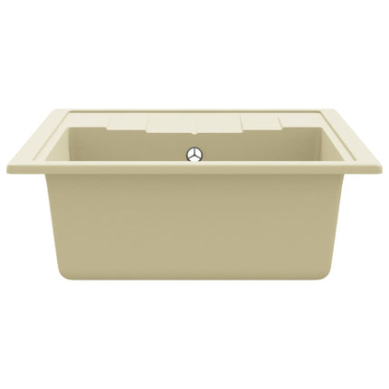 køkkenvask med overløbshul oval granit beige