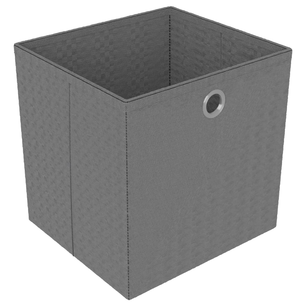 reol med 5 rum og kasser 103x30x72,5 cm stof sort